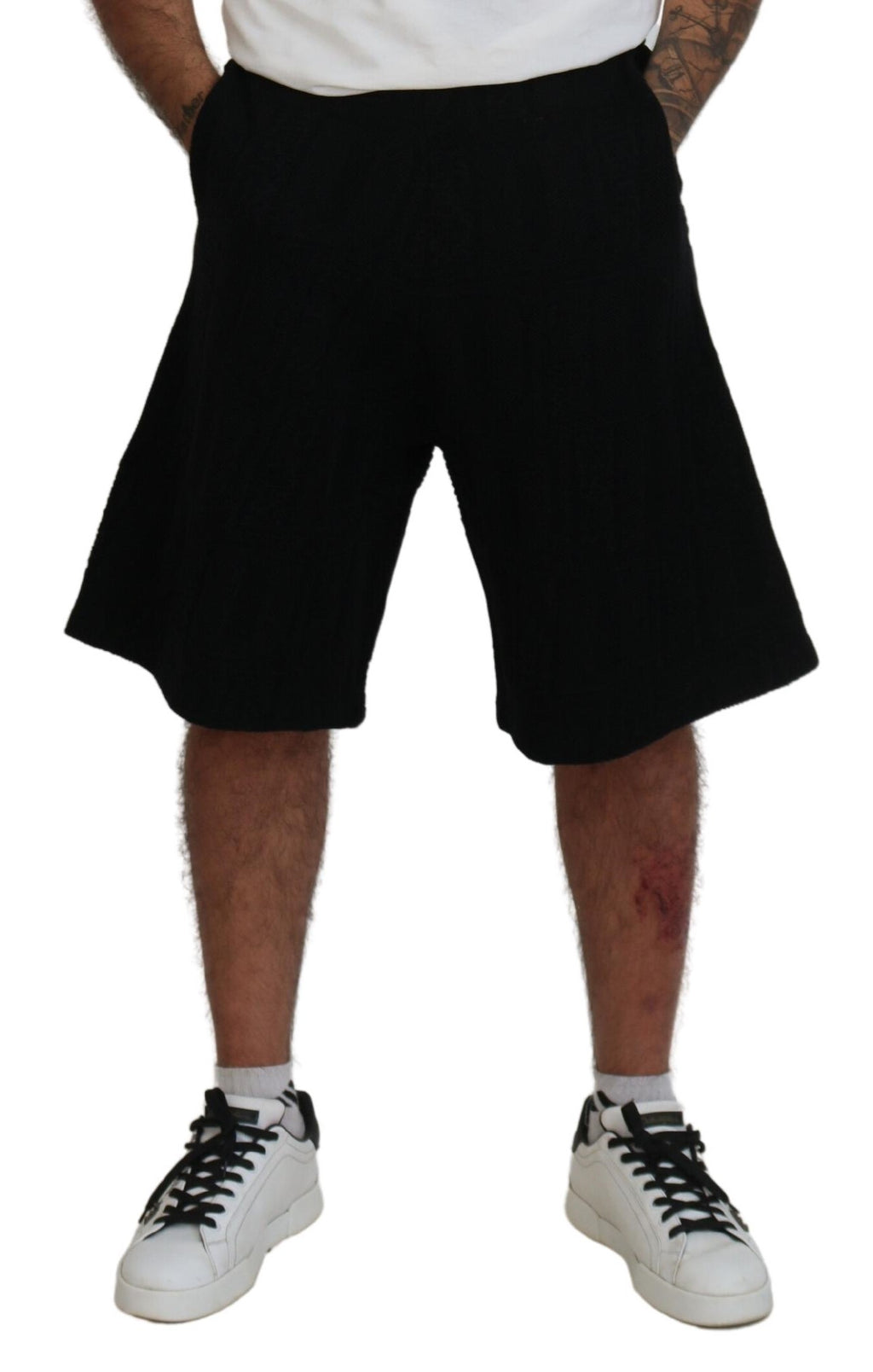 Schwarze, einfarbige, lässige Bermudashorts für Herren