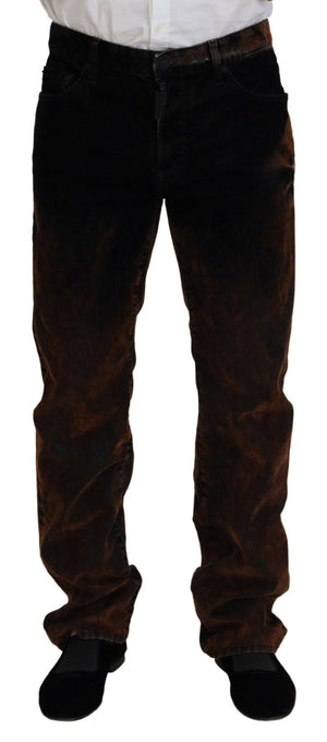Braune Straight Fit Casual Jeans aus gewaschener Baumwolle