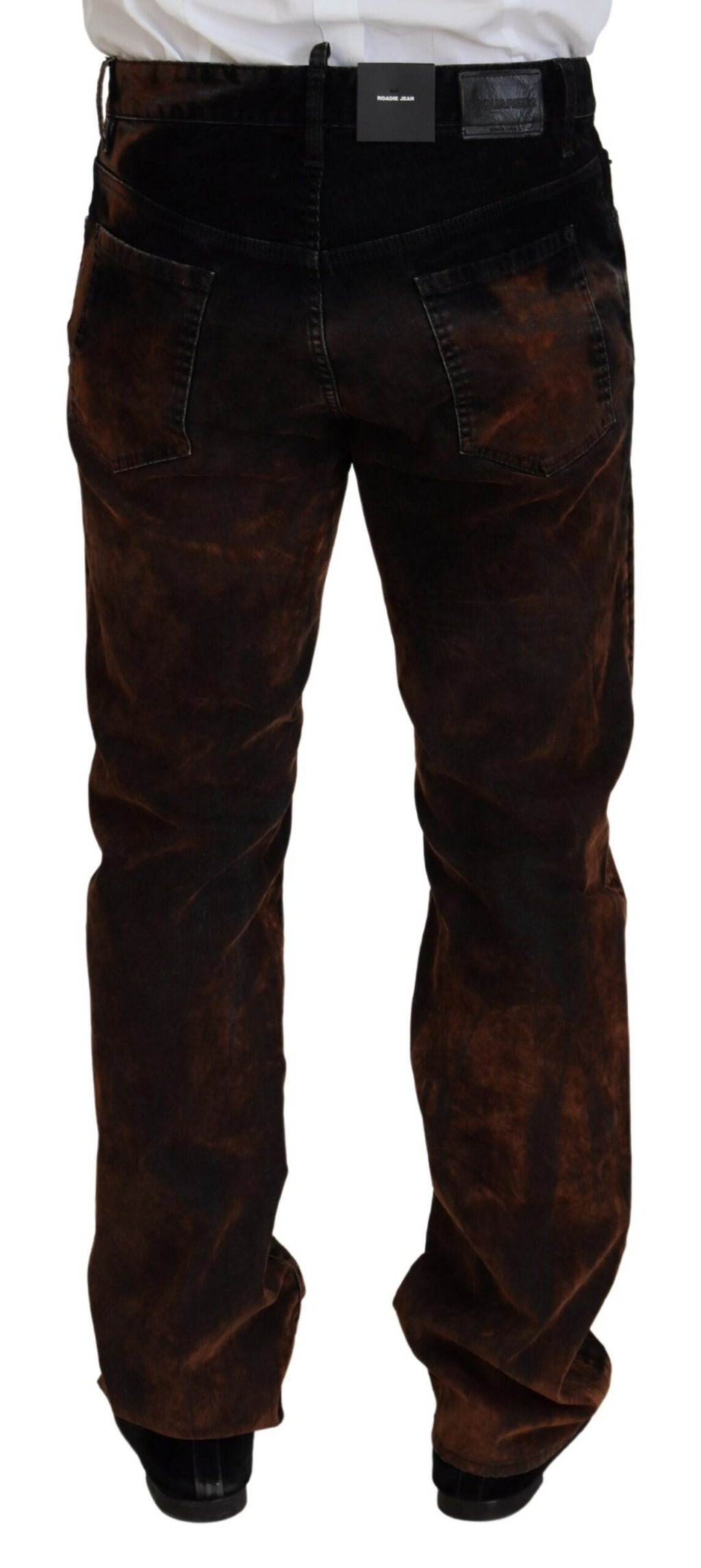 Braune Straight Fit Casual Jeans aus gewaschener Baumwolle