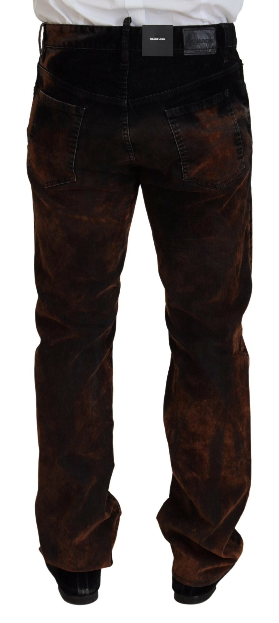 Braune Straight Fit Casual Jeans aus gewaschener Baumwolle