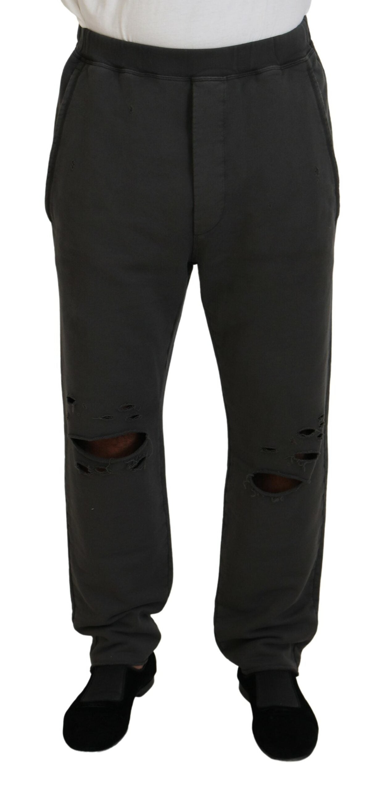 Dunkelgraue Herren-Freizeithose aus Baumwolle