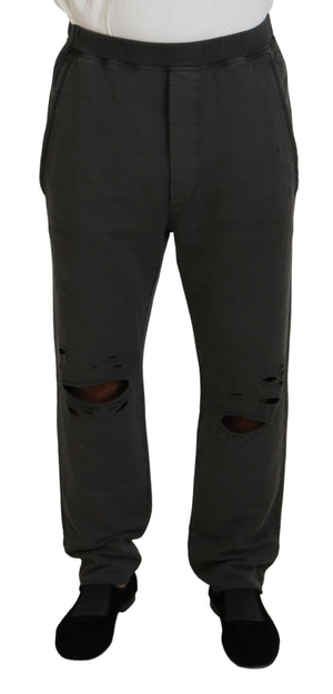 Dunkelgraue Herren-Freizeithose aus Baumwolle