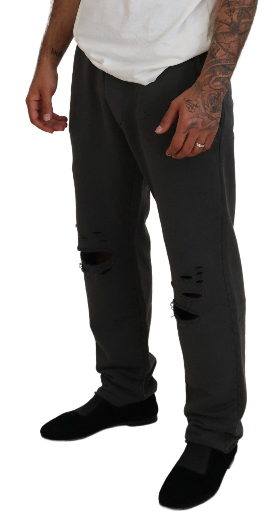 Dunkelgraue Herren-Freizeithose aus Baumwolle