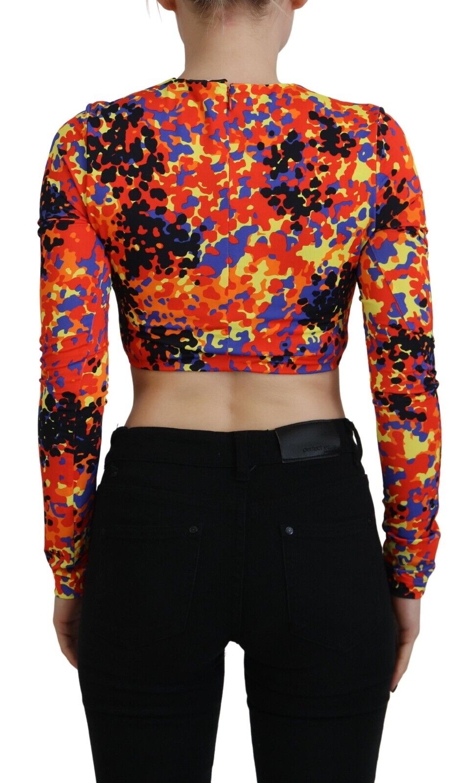 Mehrfarbiges Camisole-Bluse-Oberteil mit langen Ärmeln