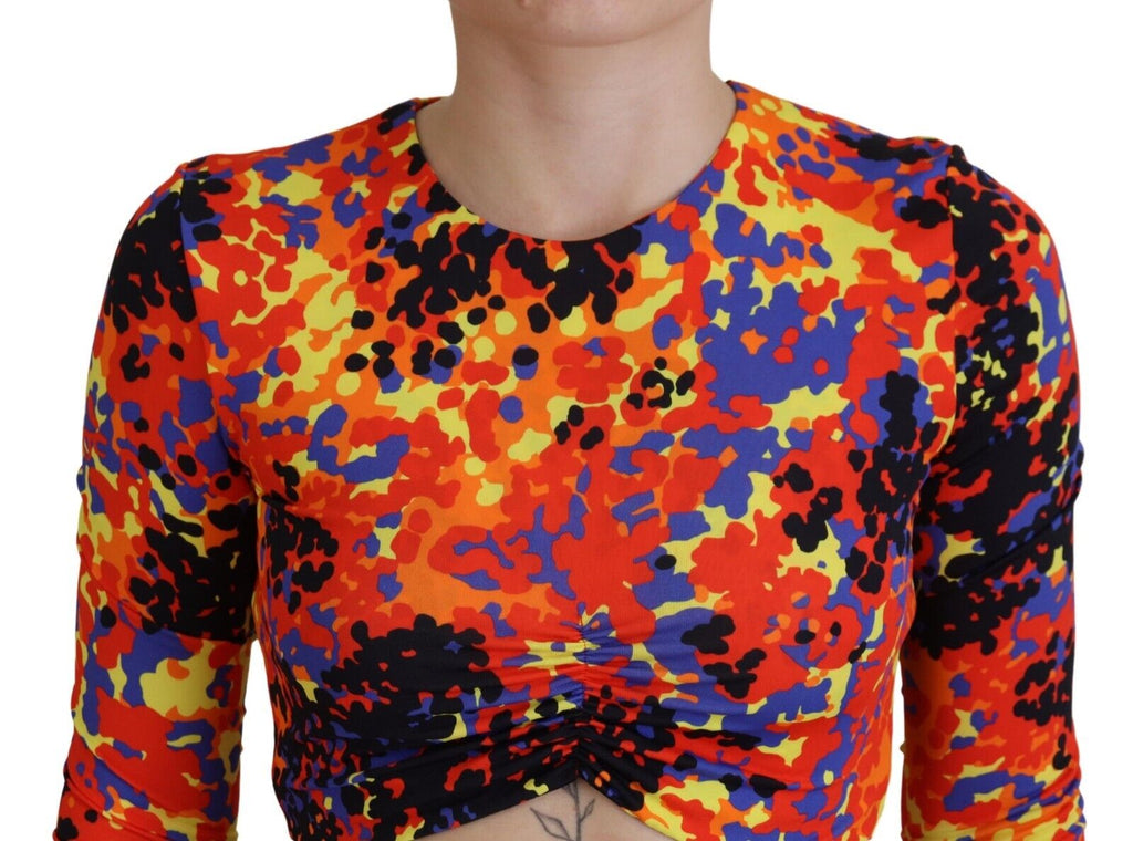 Mehrfarbiges Camisole-Bluse-Oberteil mit langen Ärmeln