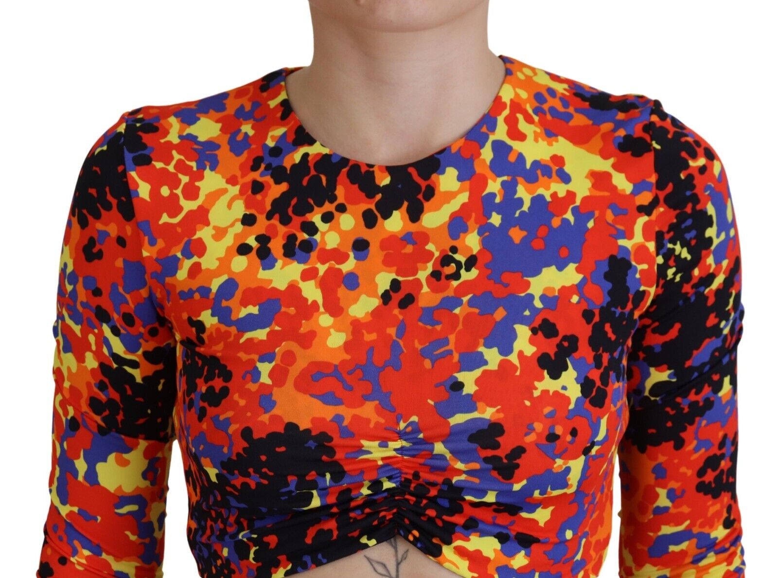 Mehrfarbiges Camisole-Bluse-Oberteil mit langen Ärmeln