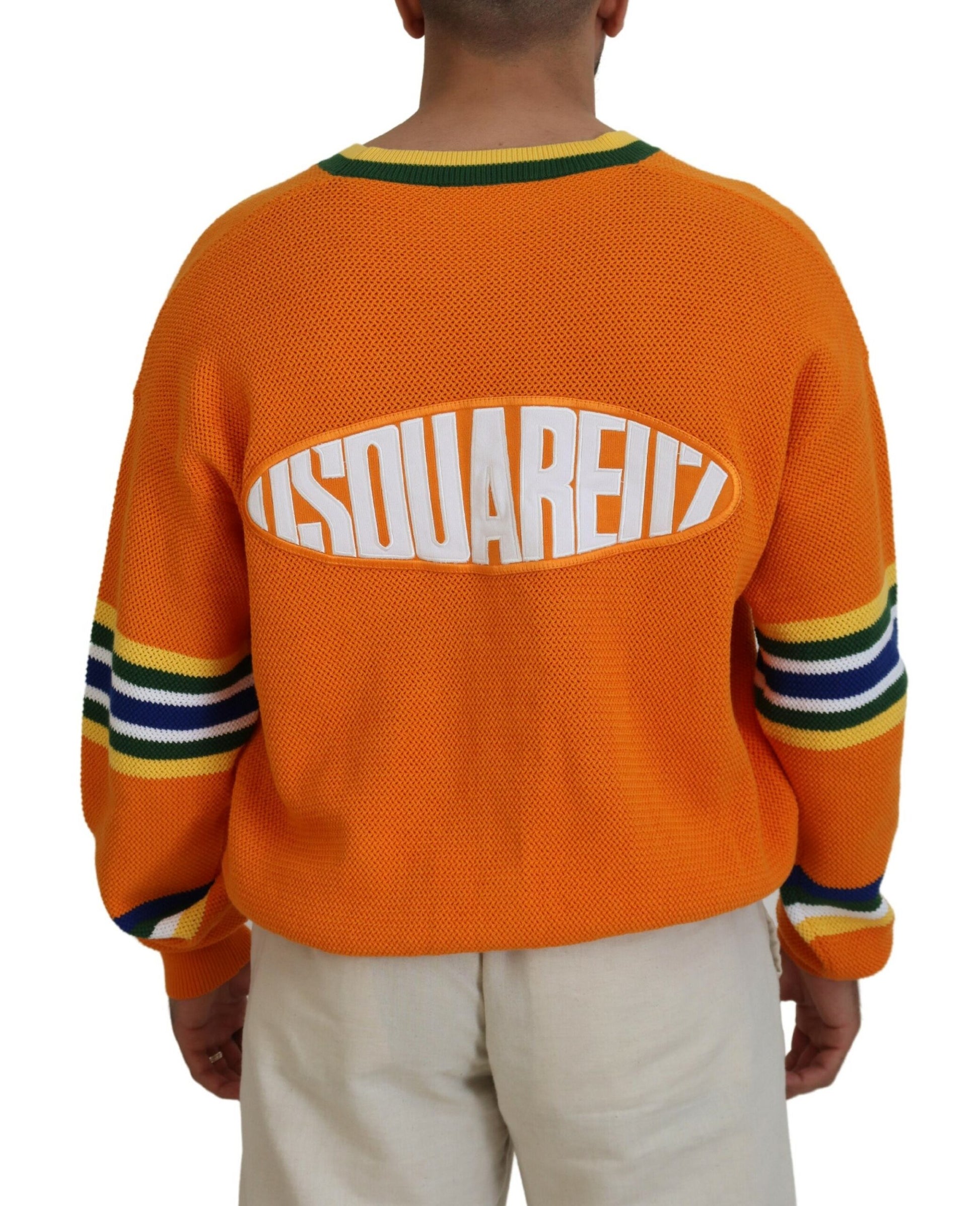 Orangefarbener Herren-Cardigan aus Baumwolle mit langen Ärmeln