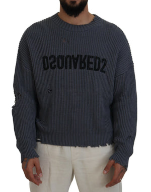Grauer Herren zerfetzter Strickpullover
