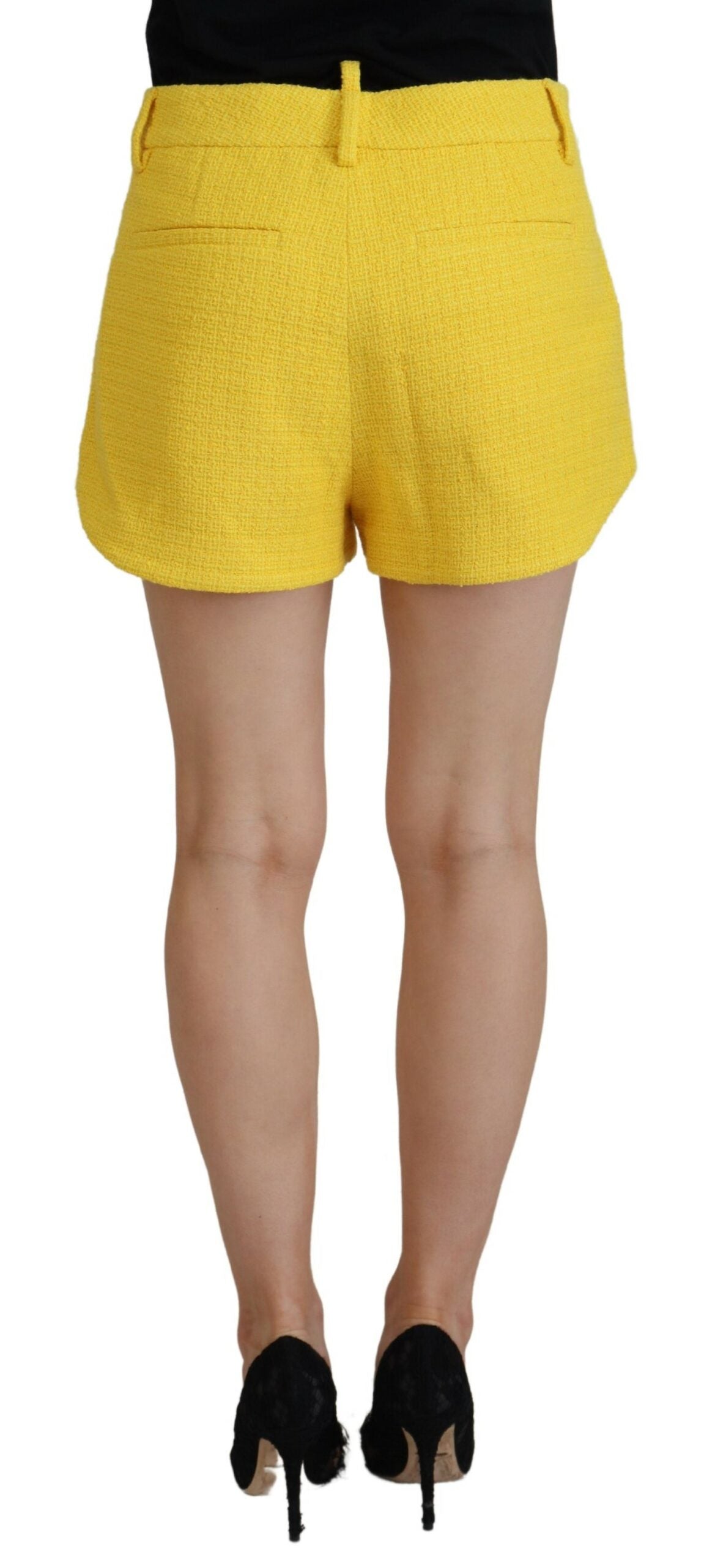 Gelbes Peak Zweireihiges Anzug-Blazer-Short-Set