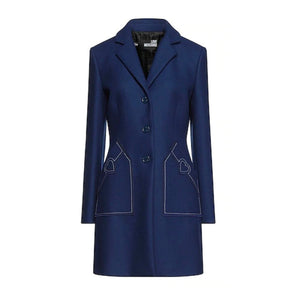 Blauer Wollmantel für Damen