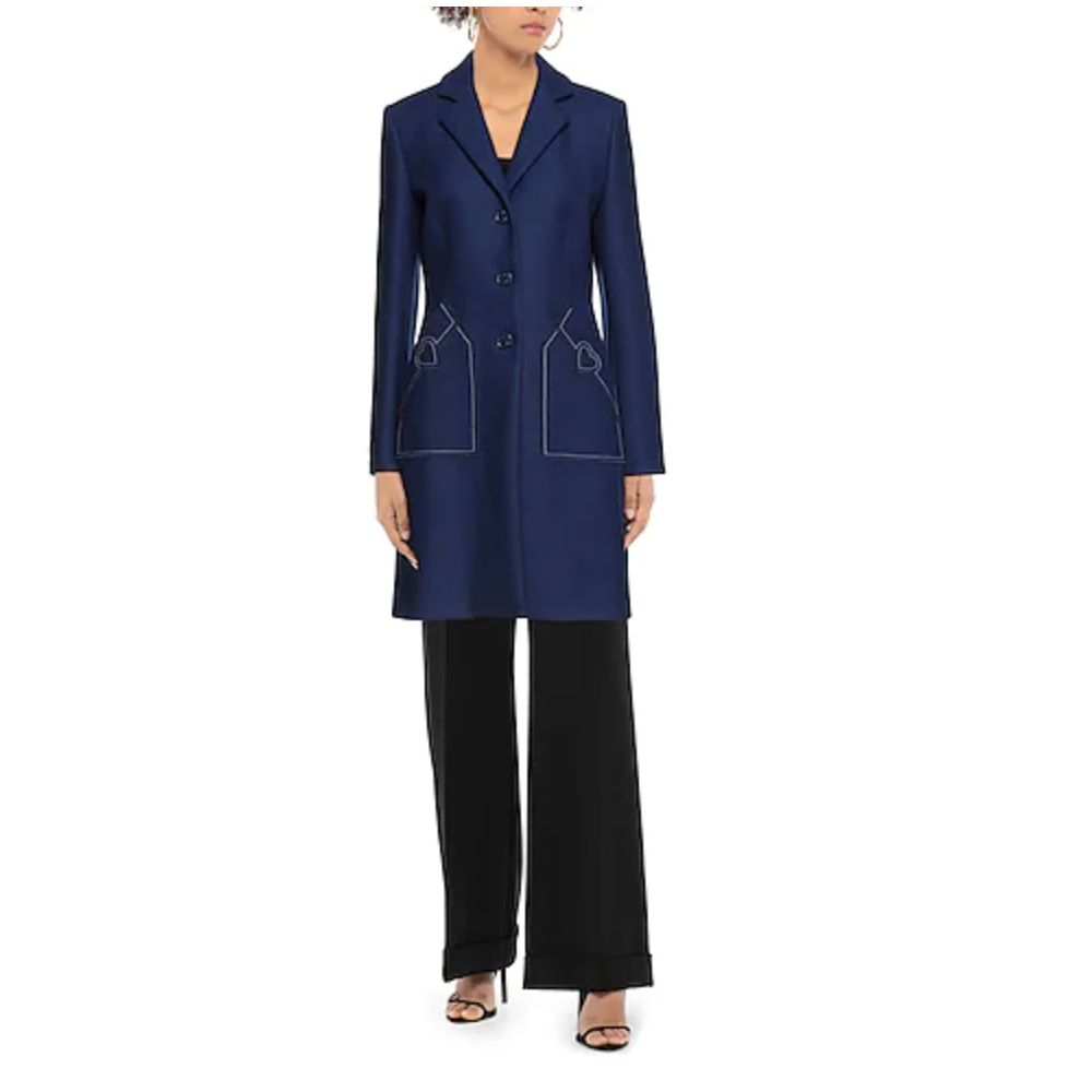 Blauer Wollmantel für Damen