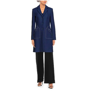 Blauer Wollmantel für Damen