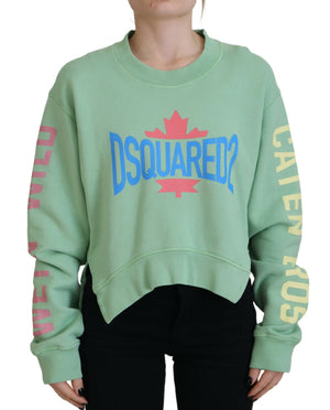 Grüner Pullover mit Rundhalsausschnitt und langem Ärmel und Logo-Aufdruck