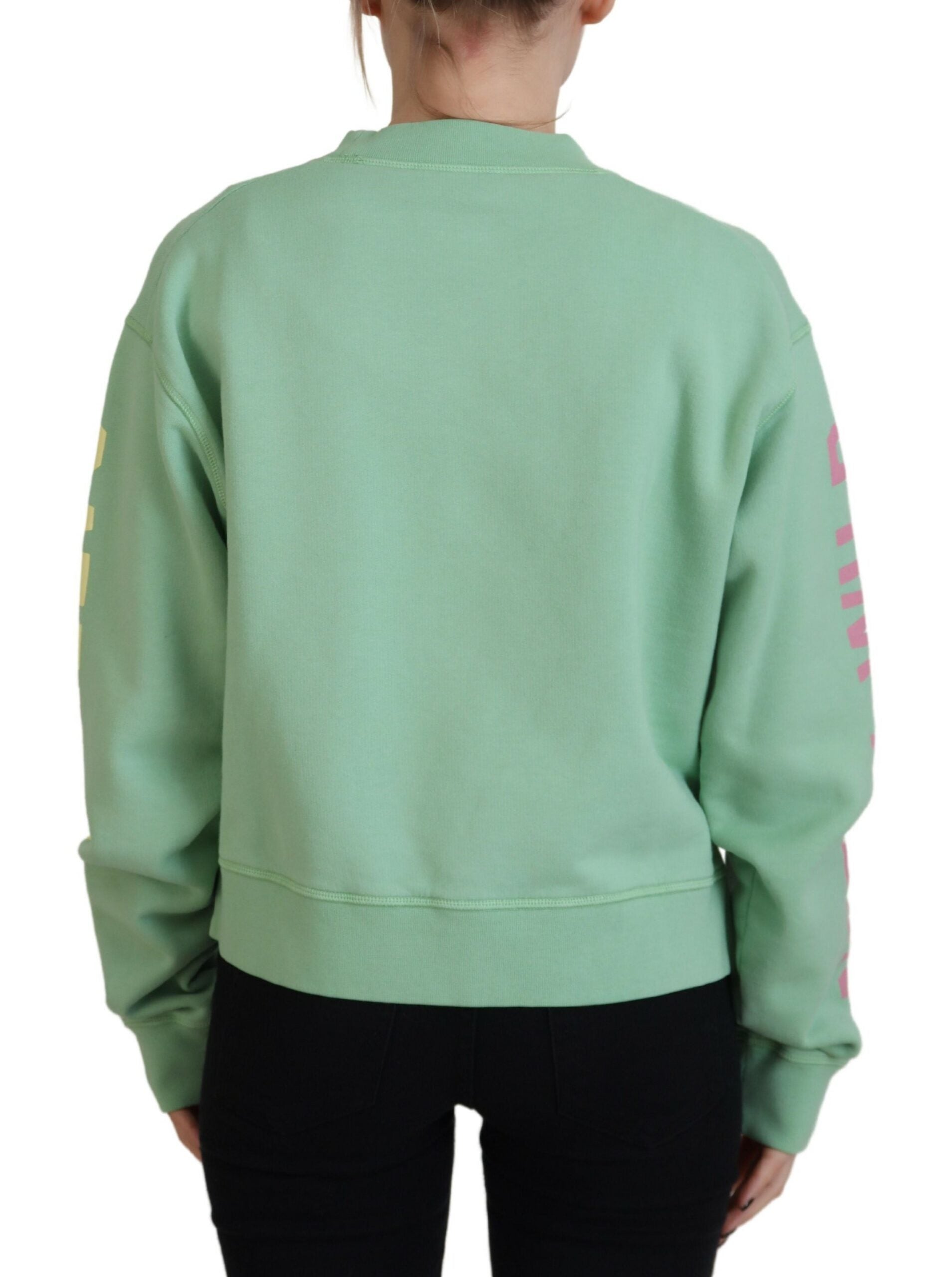 Grüner Pullover mit Rundhalsausschnitt und langem Ärmel und Logo-Aufdruck