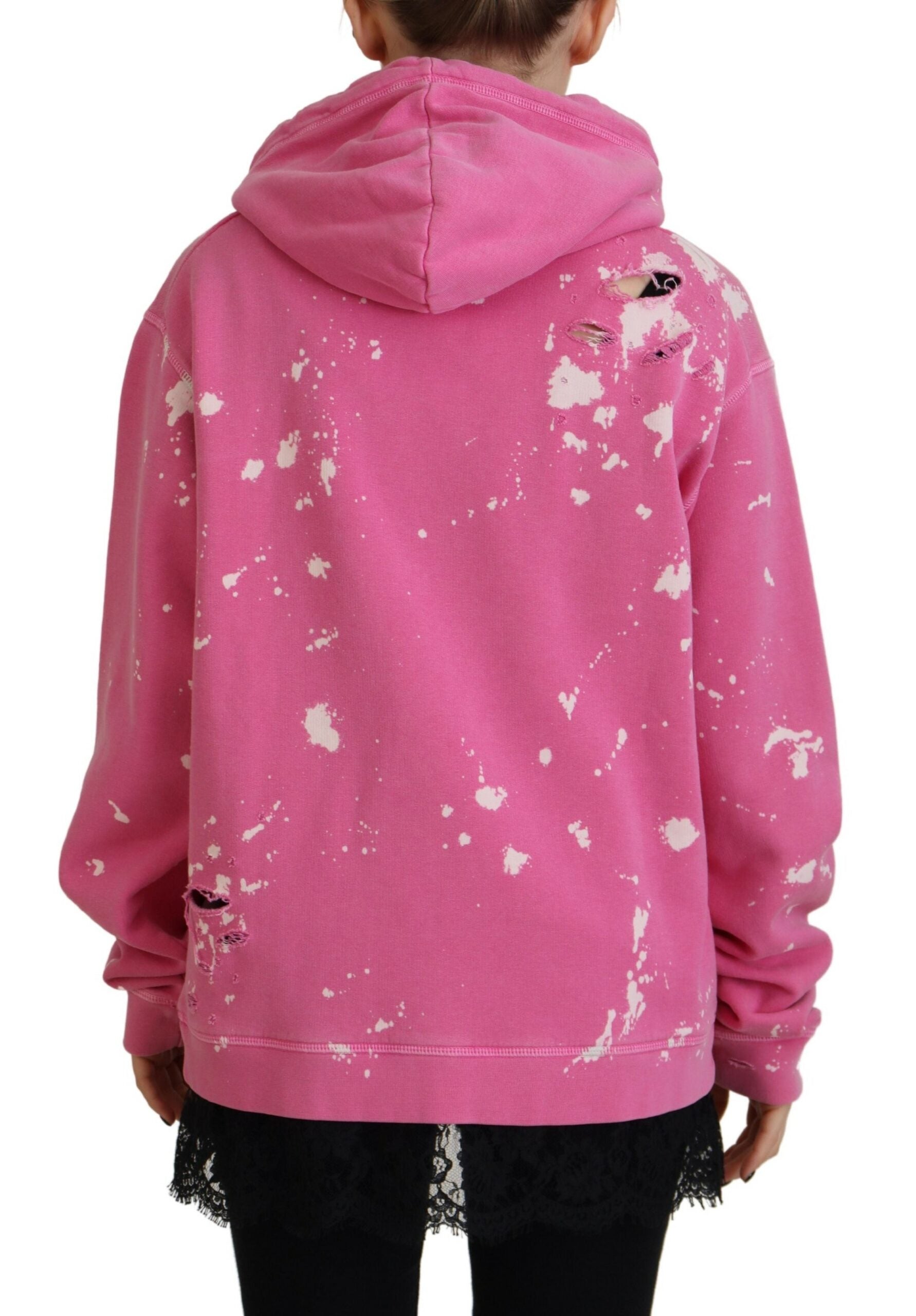 Rosafarbener Kapuzenpullover aus Baumwolle mit Logo-Print