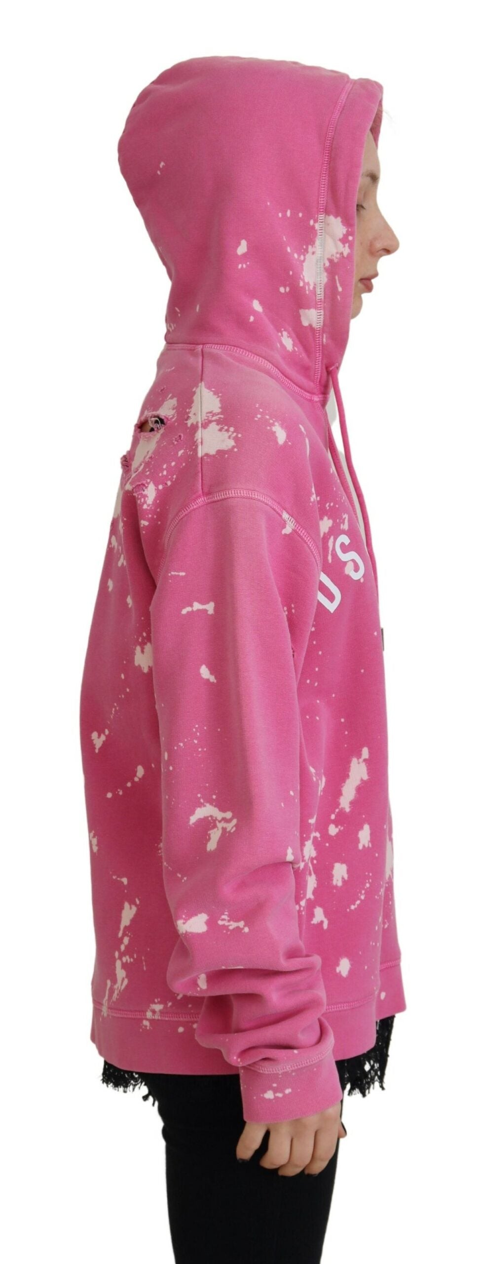 Rosafarbener Kapuzenpullover aus Baumwolle mit Logo-Print