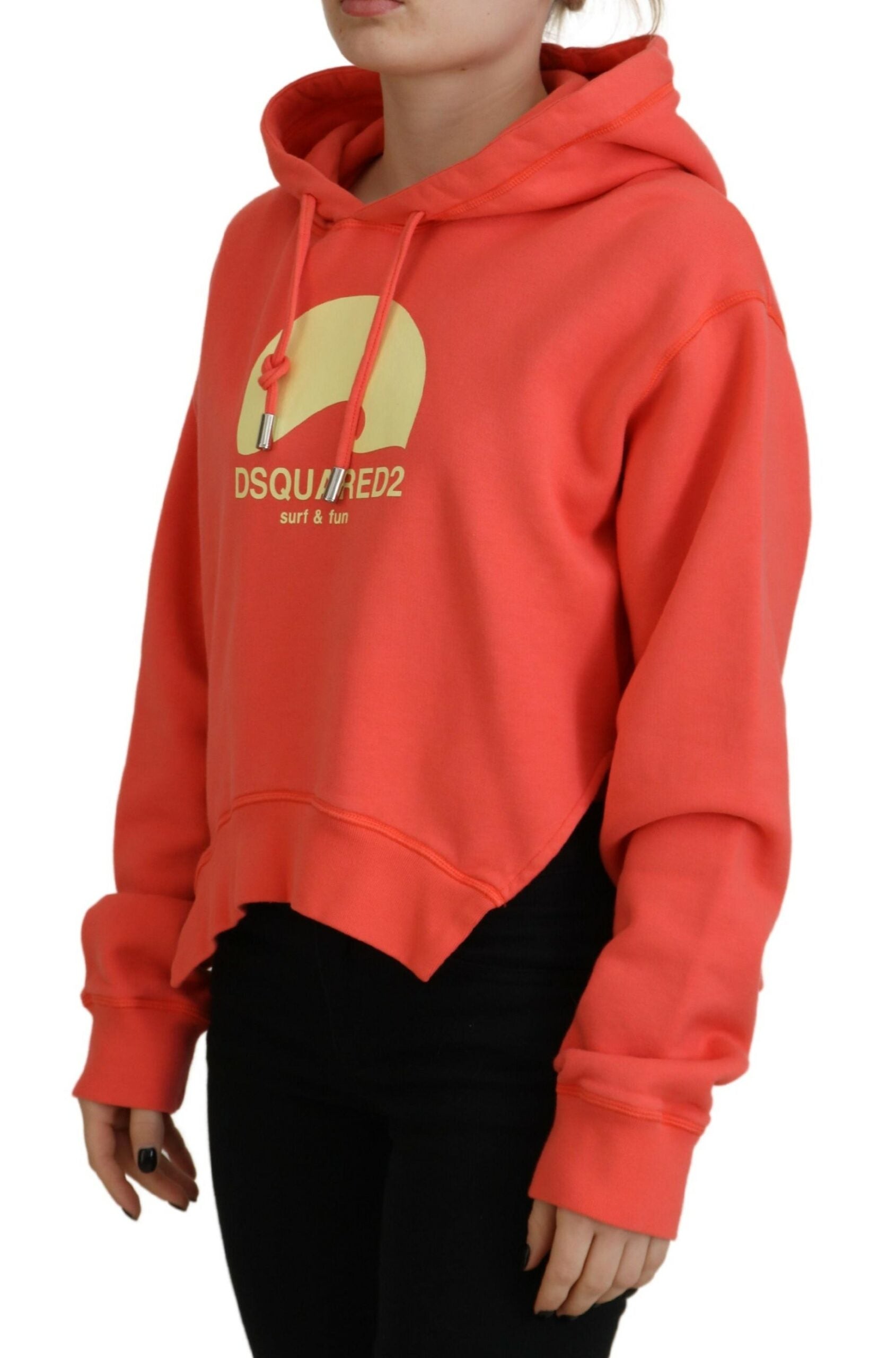 Rosafarbener Kapuzenpullover aus Baumwolle mit Logo-Print
