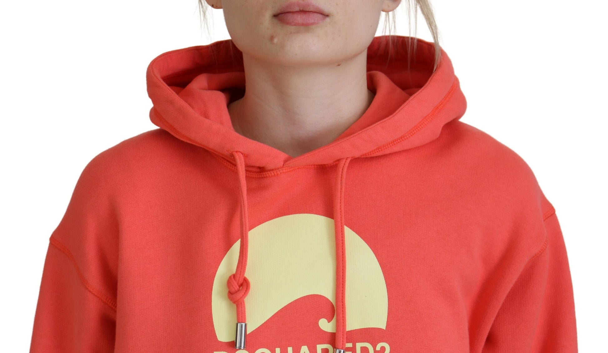 Rosafarbener Kapuzenpullover aus Baumwolle mit Logo-Print