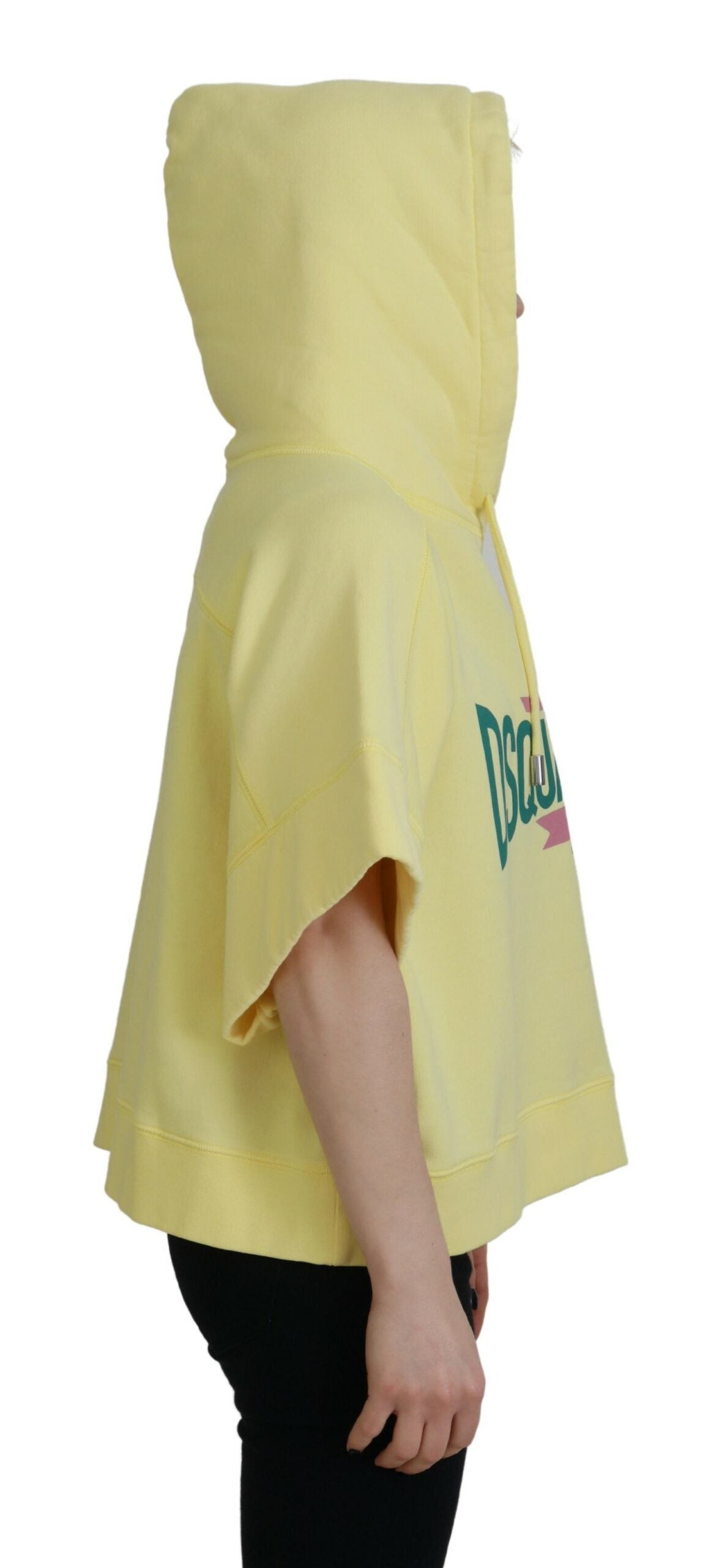 Gelber Kapuzenpullover aus Baumwolle mit Logo-Print