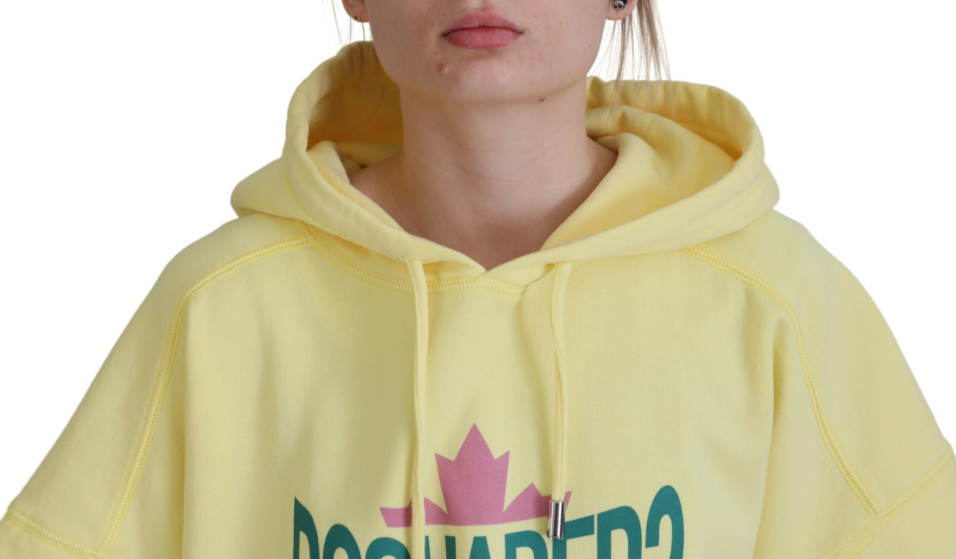 Gelber Kapuzenpullover aus Baumwolle mit Logo-Print