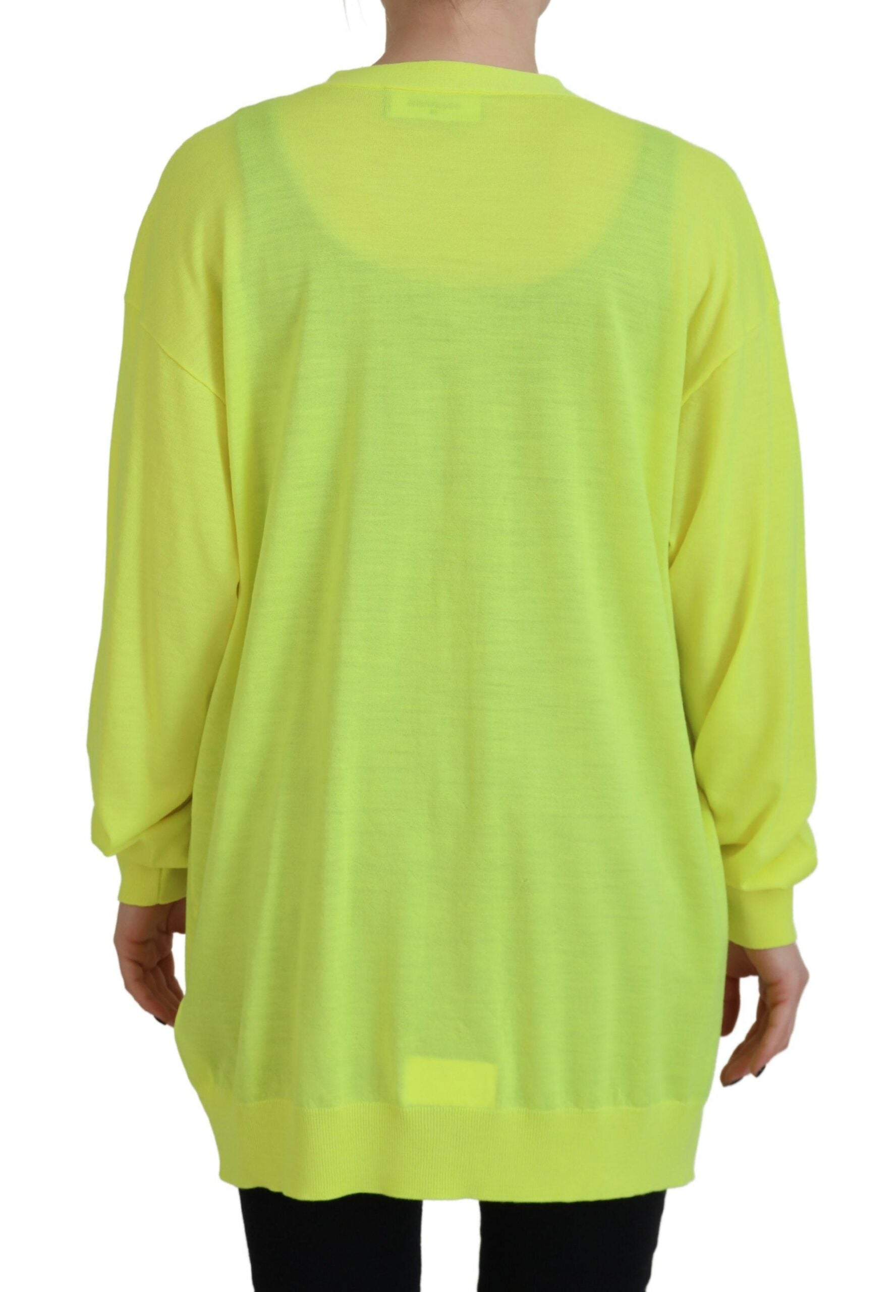 Gelber Wollstrick-Cardigan mit Knöpfen