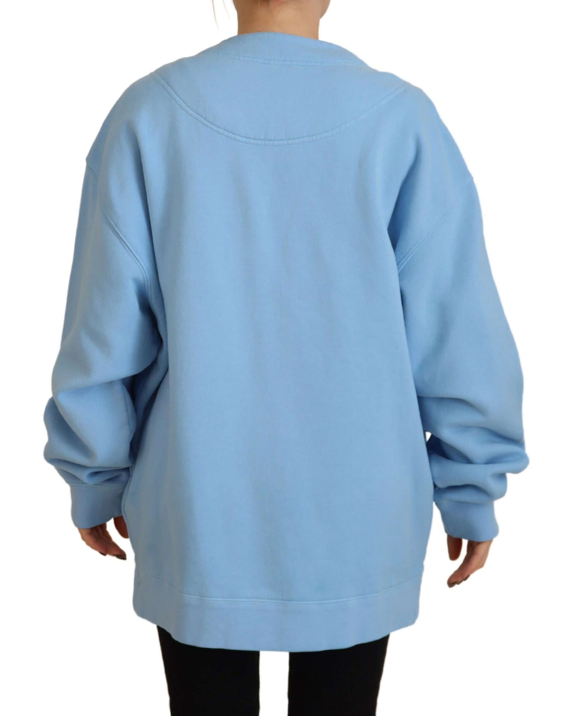 Blauer Strickjackenpullover aus Baumwolle mit Knöpfen