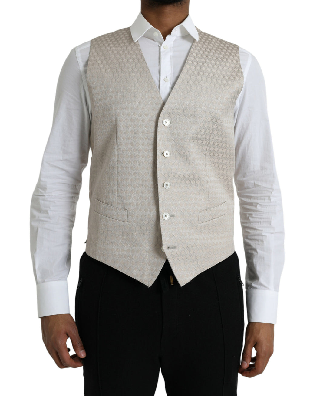 Off White Baumwollweste Kleid Formale Weste