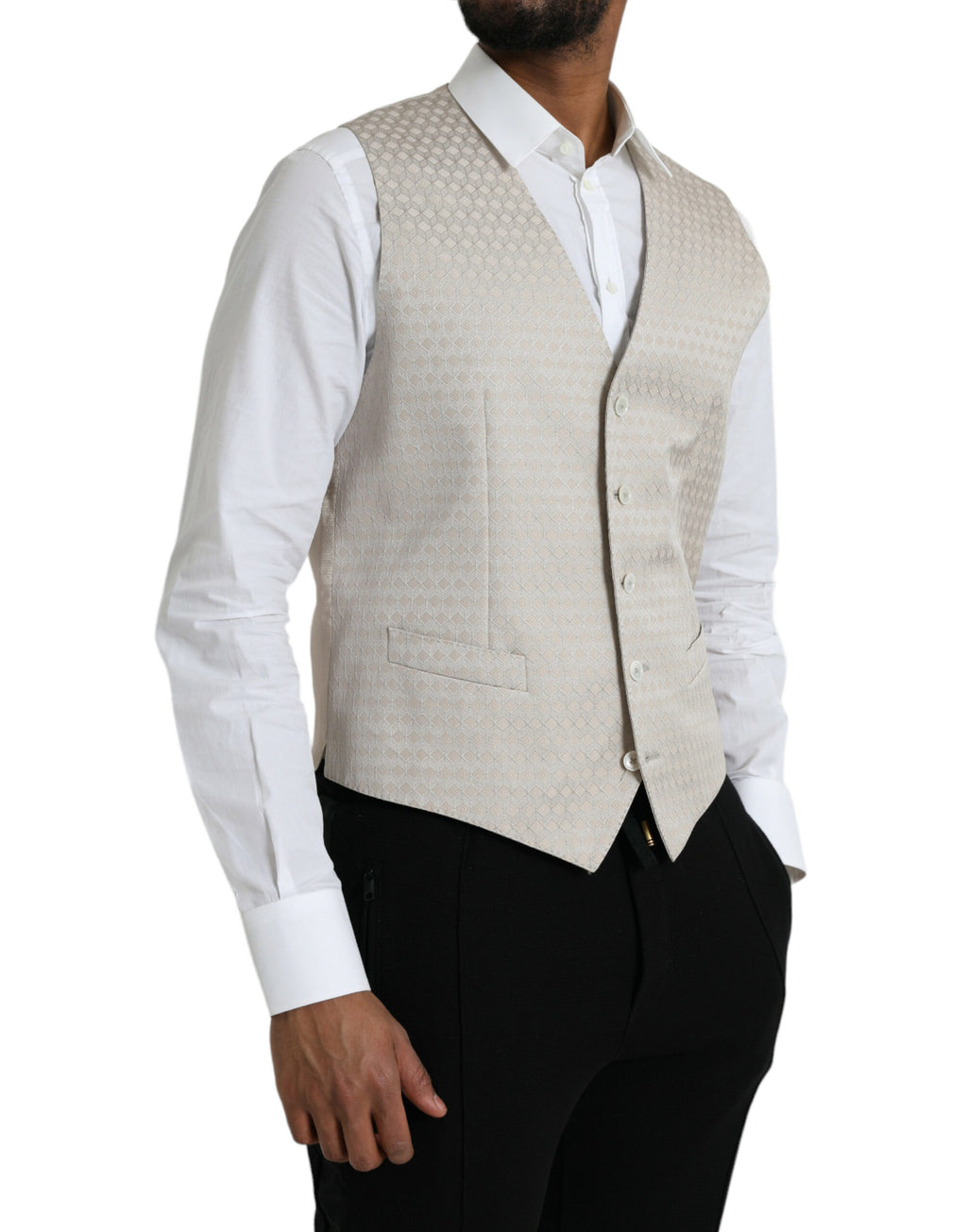 Off White Baumwollweste Kleid Formale Weste