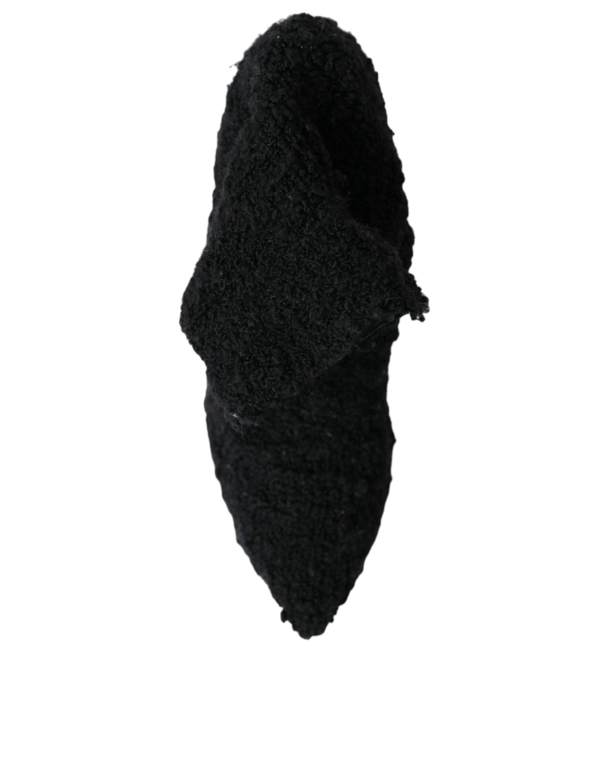 Schwarze Stiletto Heels Mid Calf Stiefel Schuhe