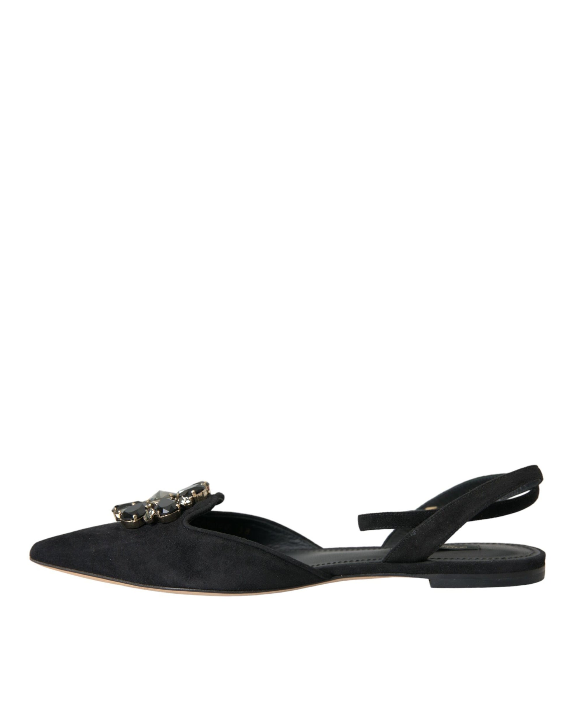 Schwarze Ledersandalen mit Kristallen