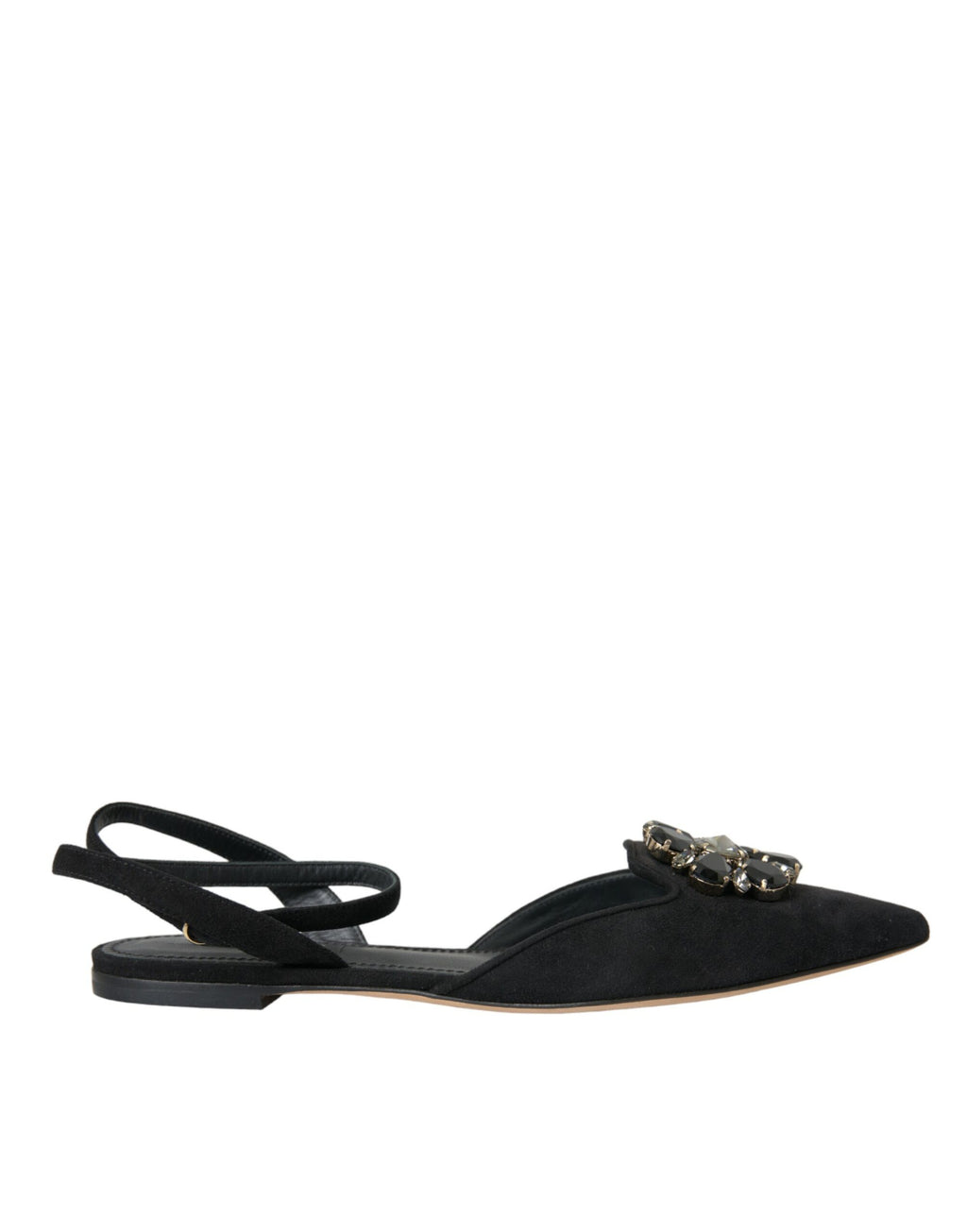 Schwarze Ledersandalen mit Kristallen