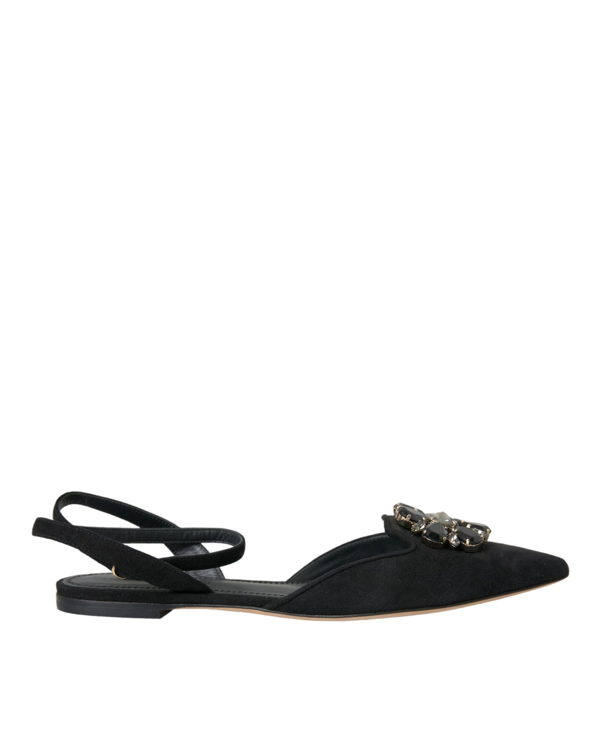 Schwarze Ledersandalen mit Kristallen