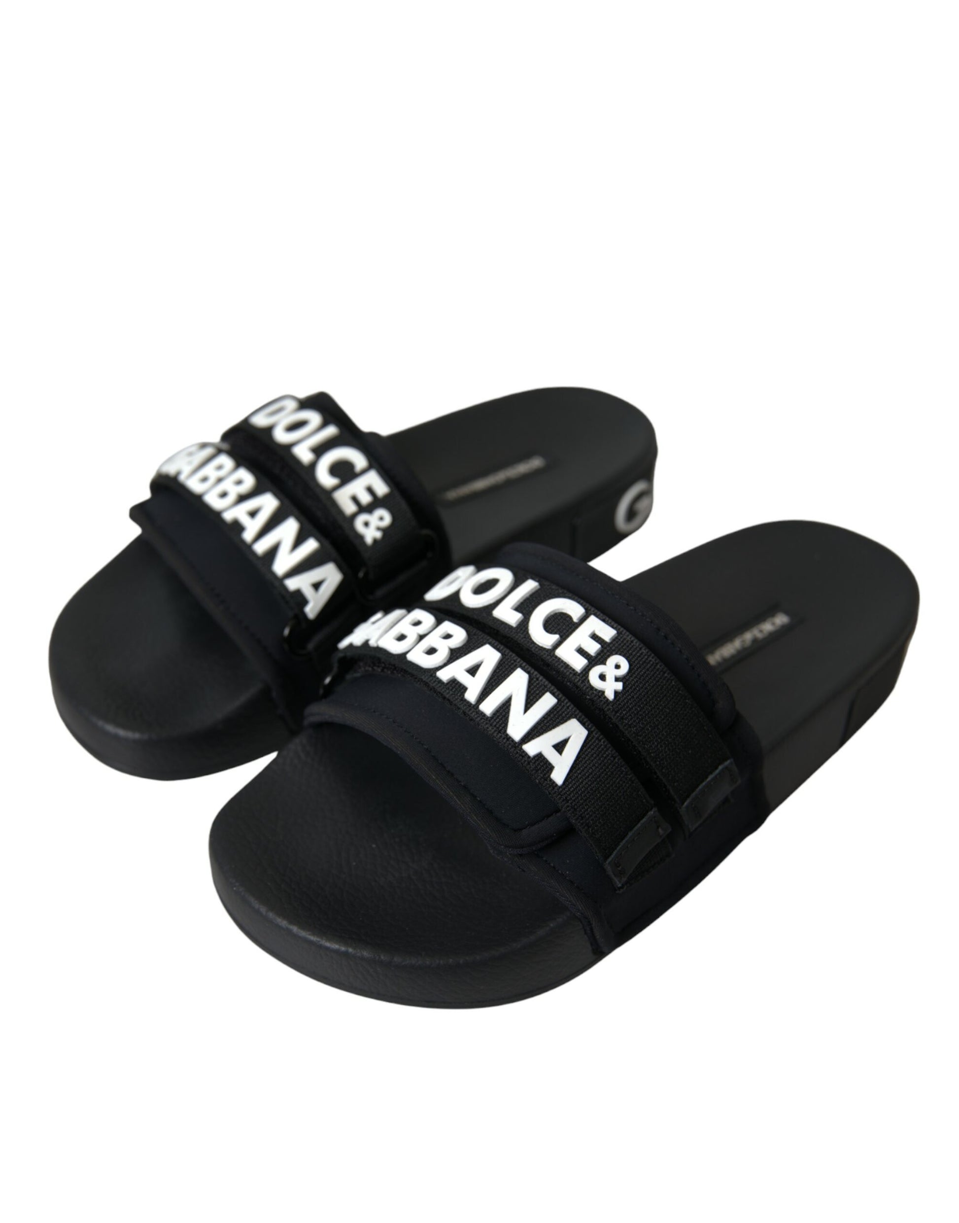 Schwarze Neopren-Slides Flats Beachwear Schuhe
