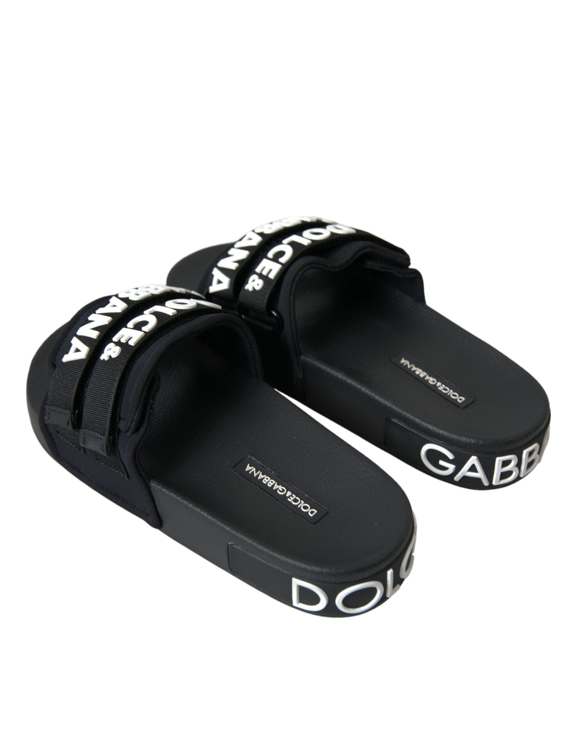 Schwarze Neopren-Slides Flats Beachwear Schuhe
