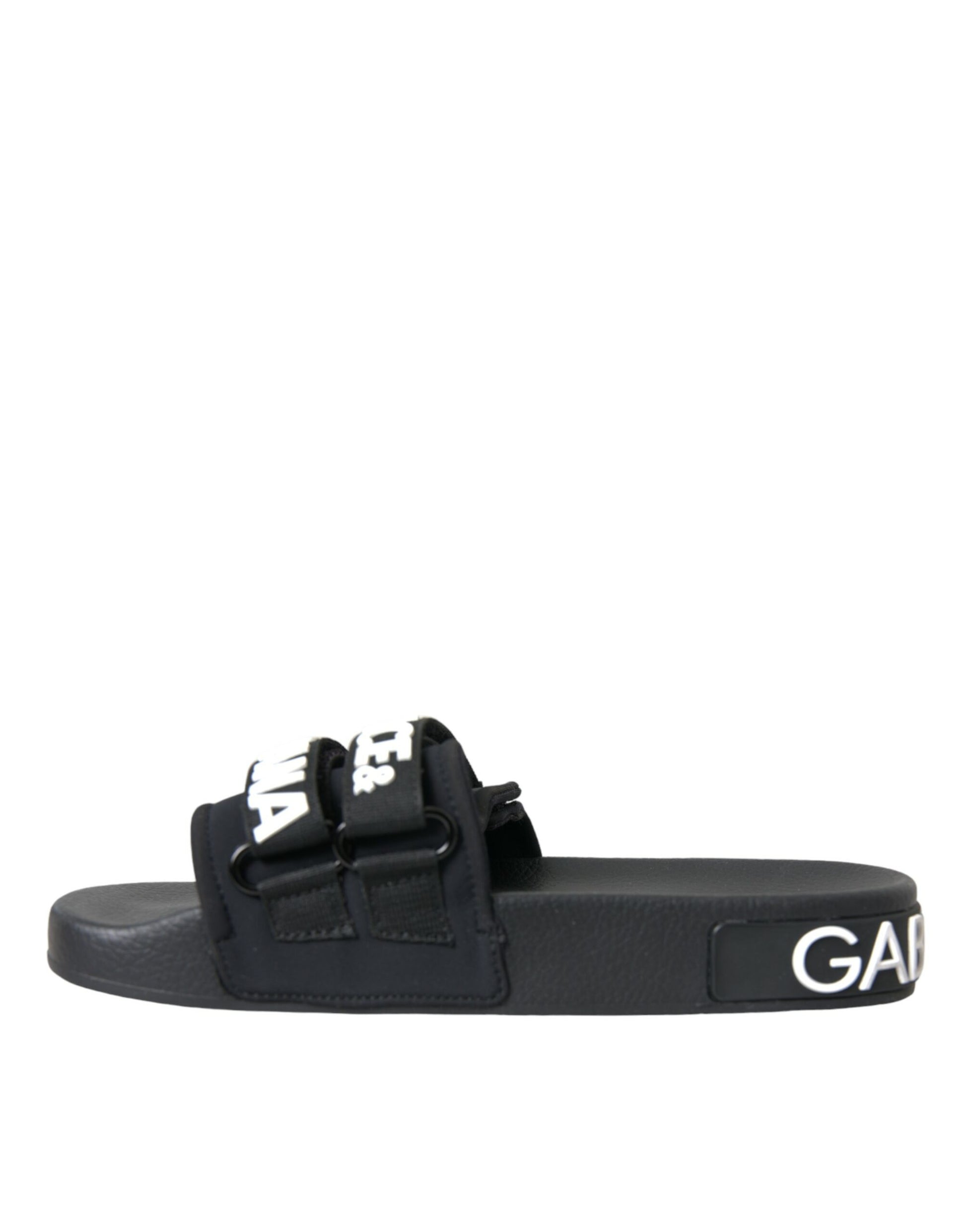 Schwarze Neopren-Slides Flats Beachwear Schuhe