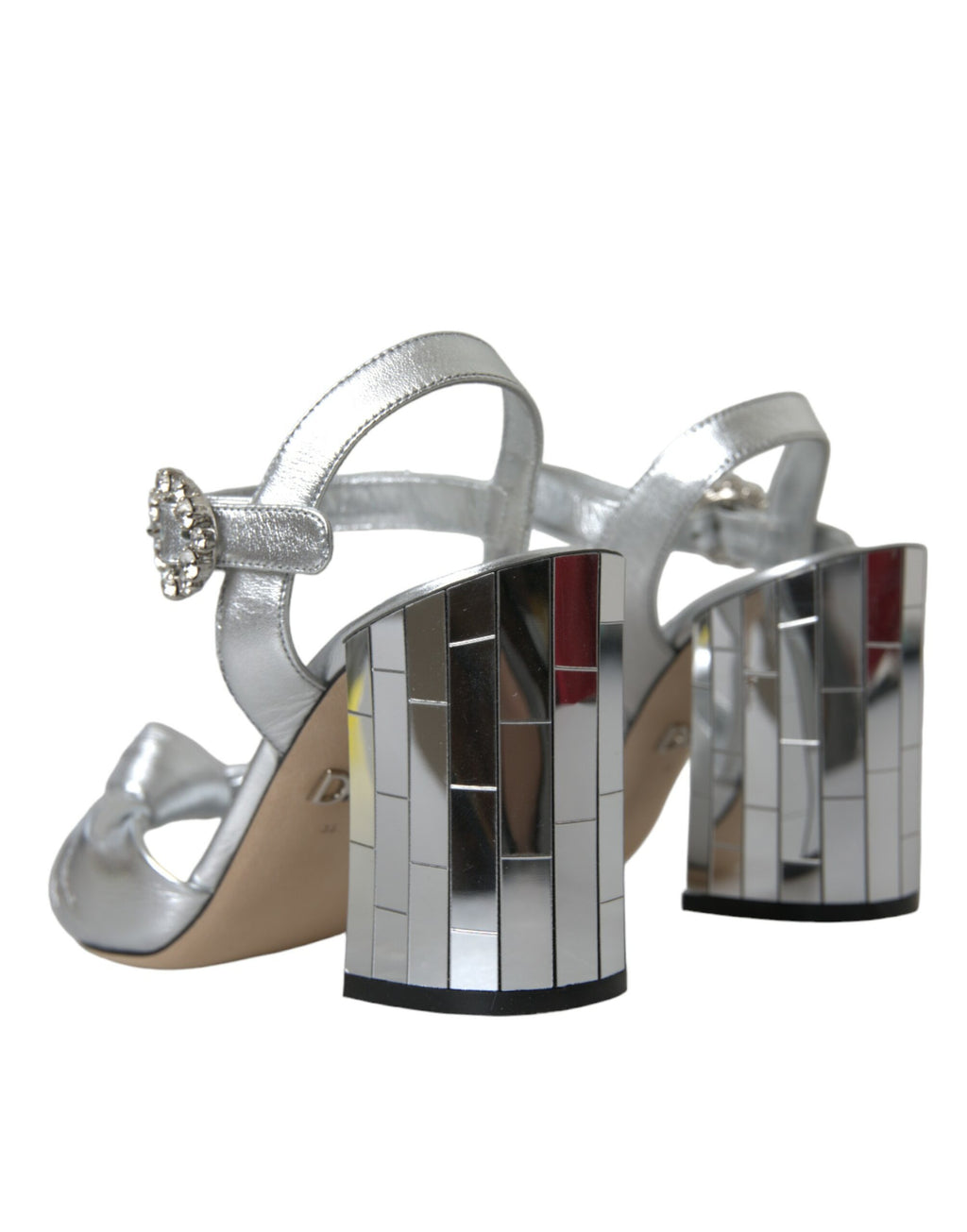 Silber Lammfell Leder Heels Sandalen Schuhe