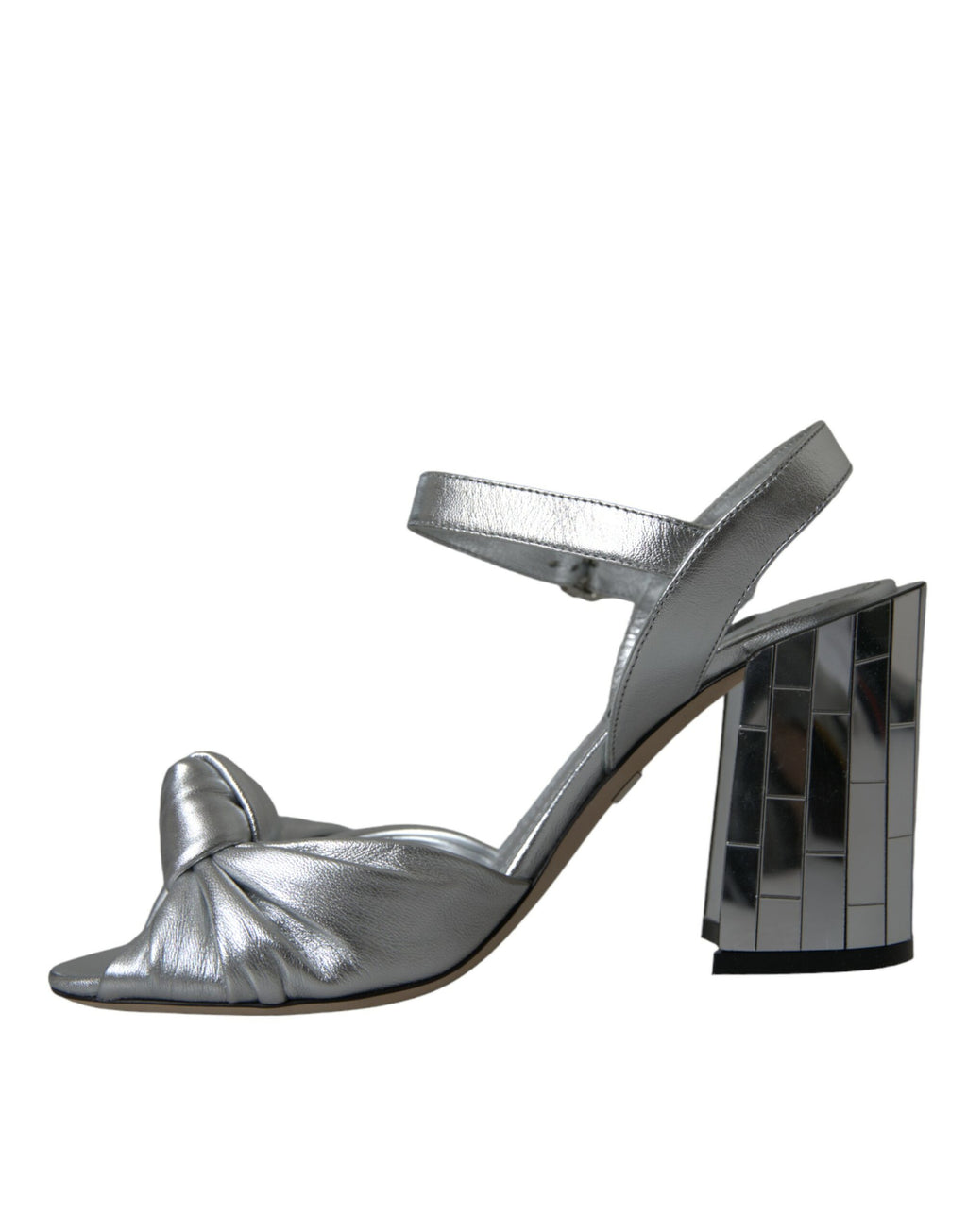 Silber Lammfell Leder Heels Sandalen Schuhe