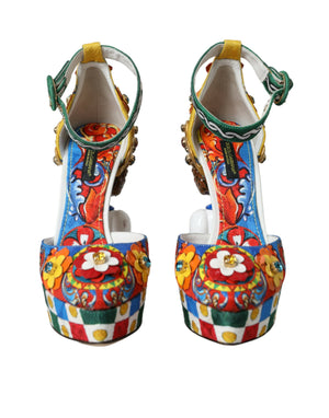 Mehrfarbige Carretto-Sandalen mit Verzierung