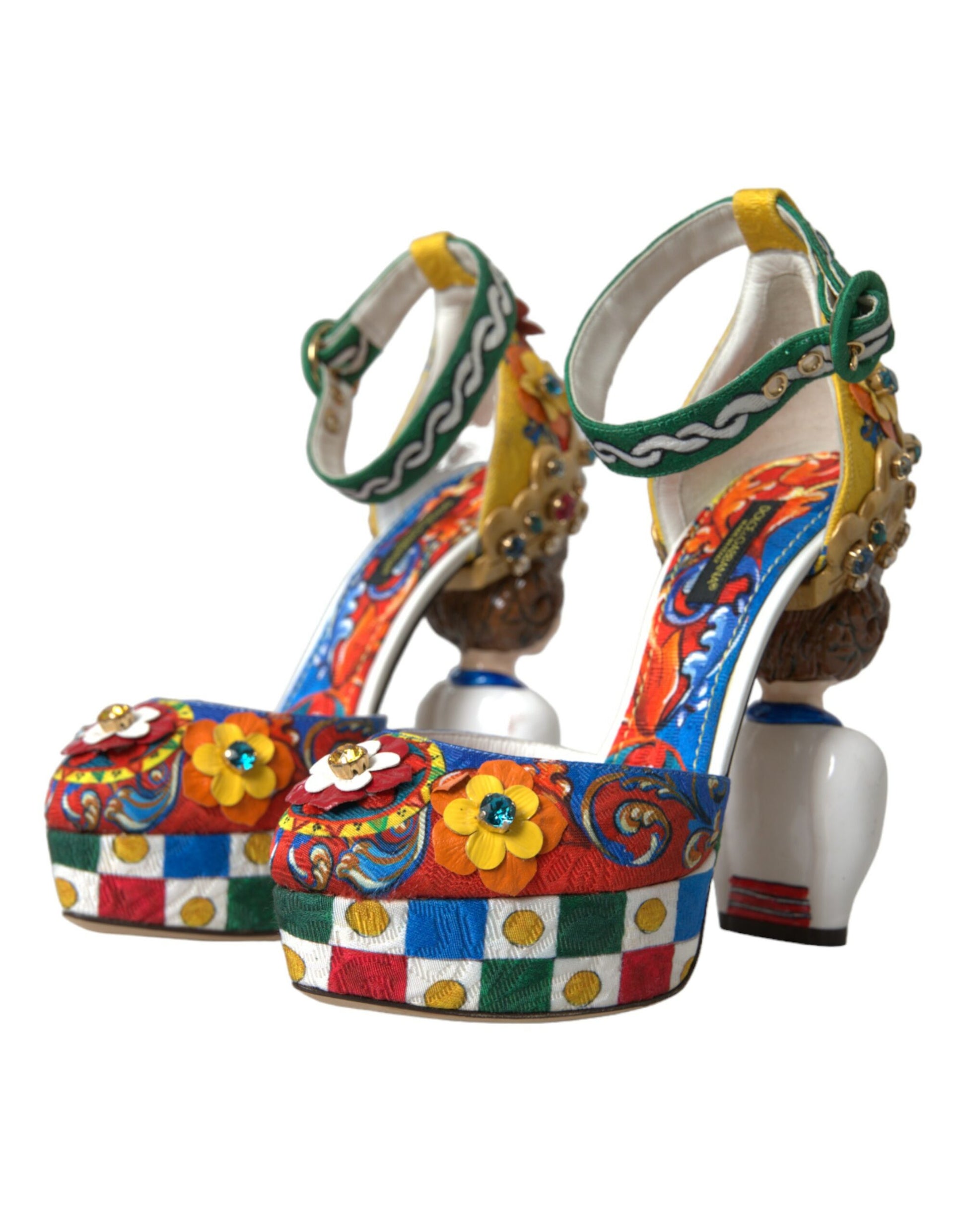 Mehrfarbige Carretto-Sandalen mit Verzierung