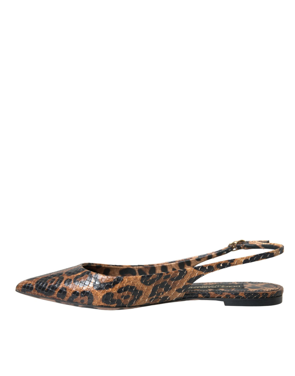 Braune Slingback-Schuhe mit Leopardenmuster und exotischer Haut