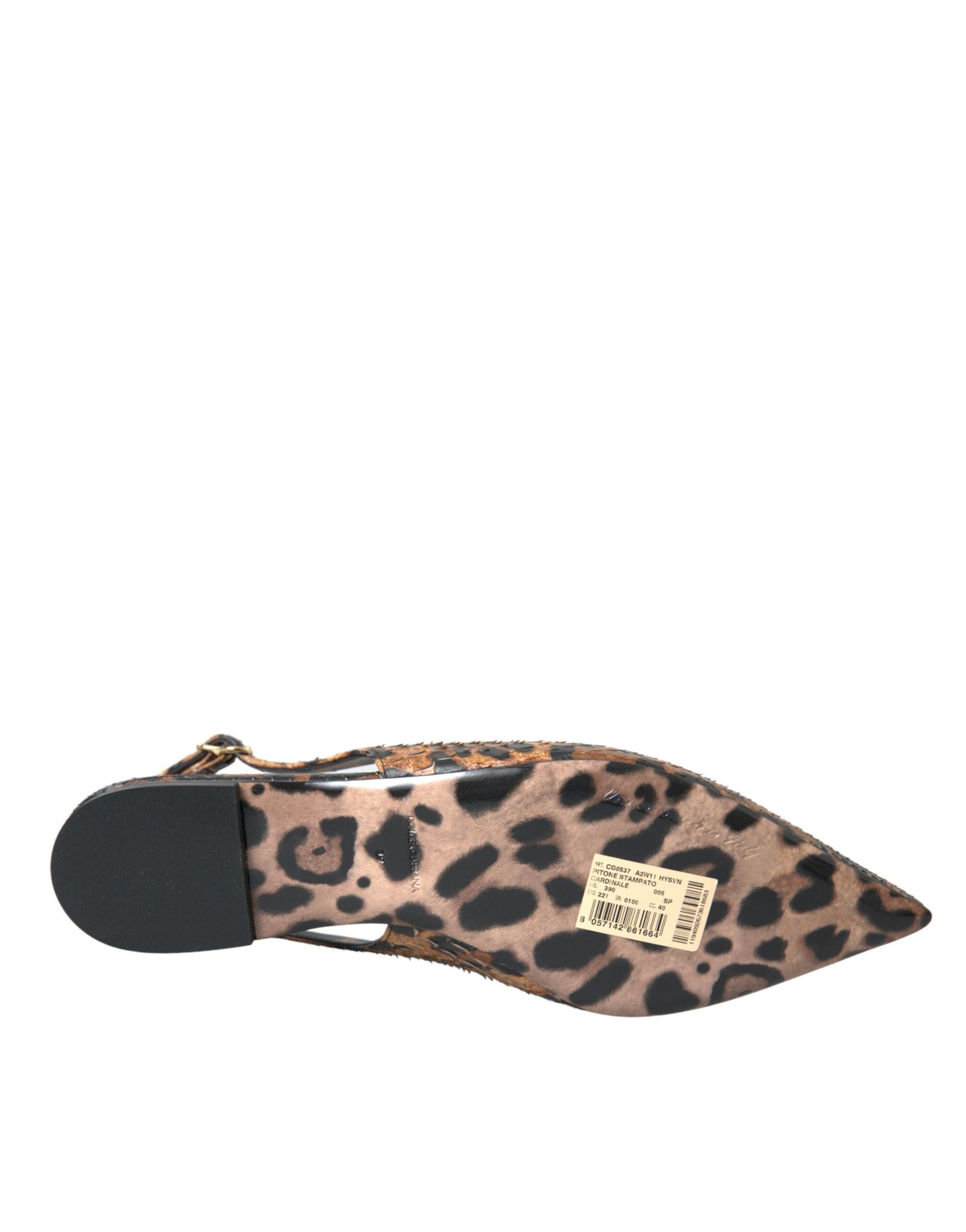 Braune Slingback-Schuhe mit Leopardenmuster und exotischer Haut