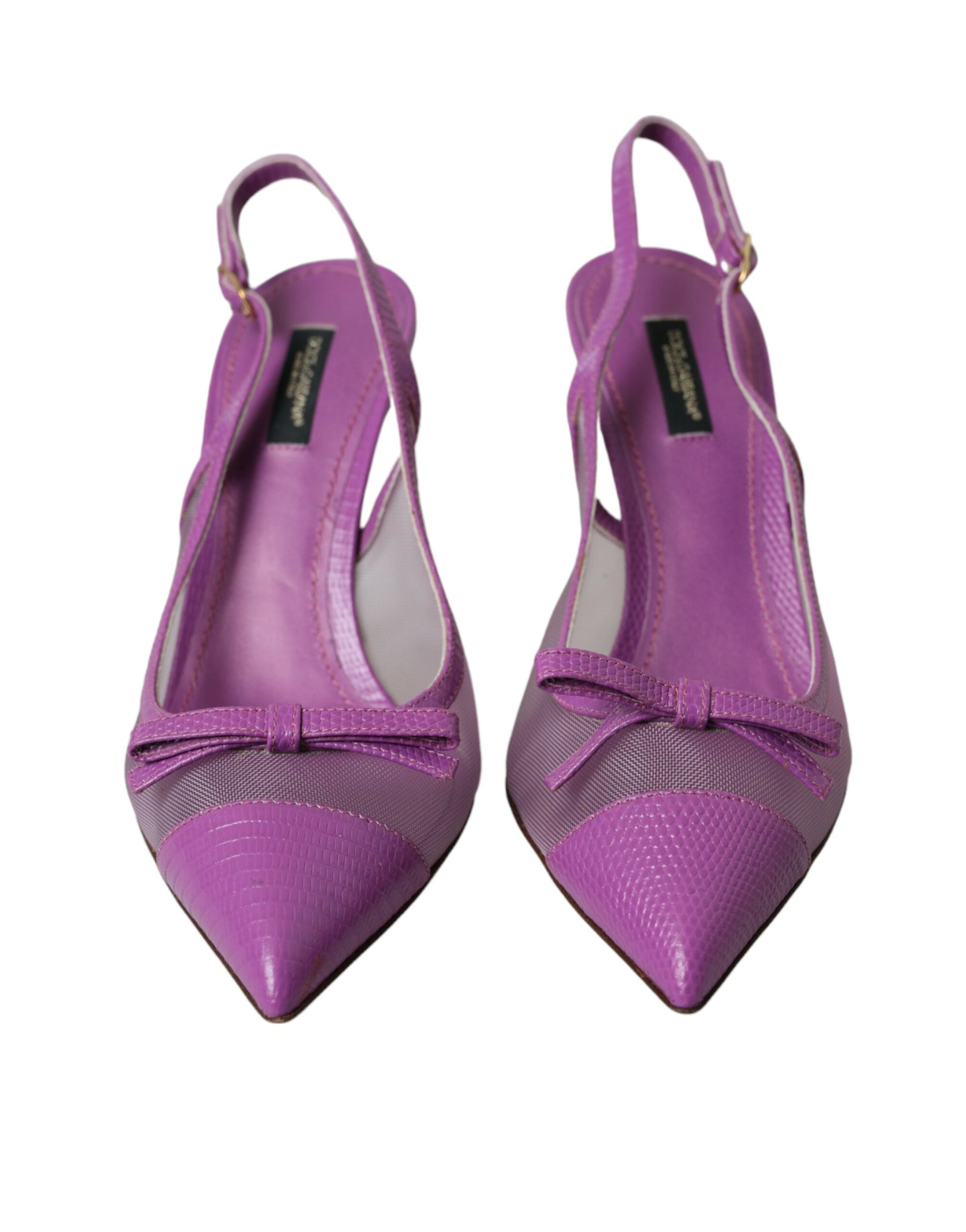 Lila Leder Mesh High Heels Slingback Schuhe