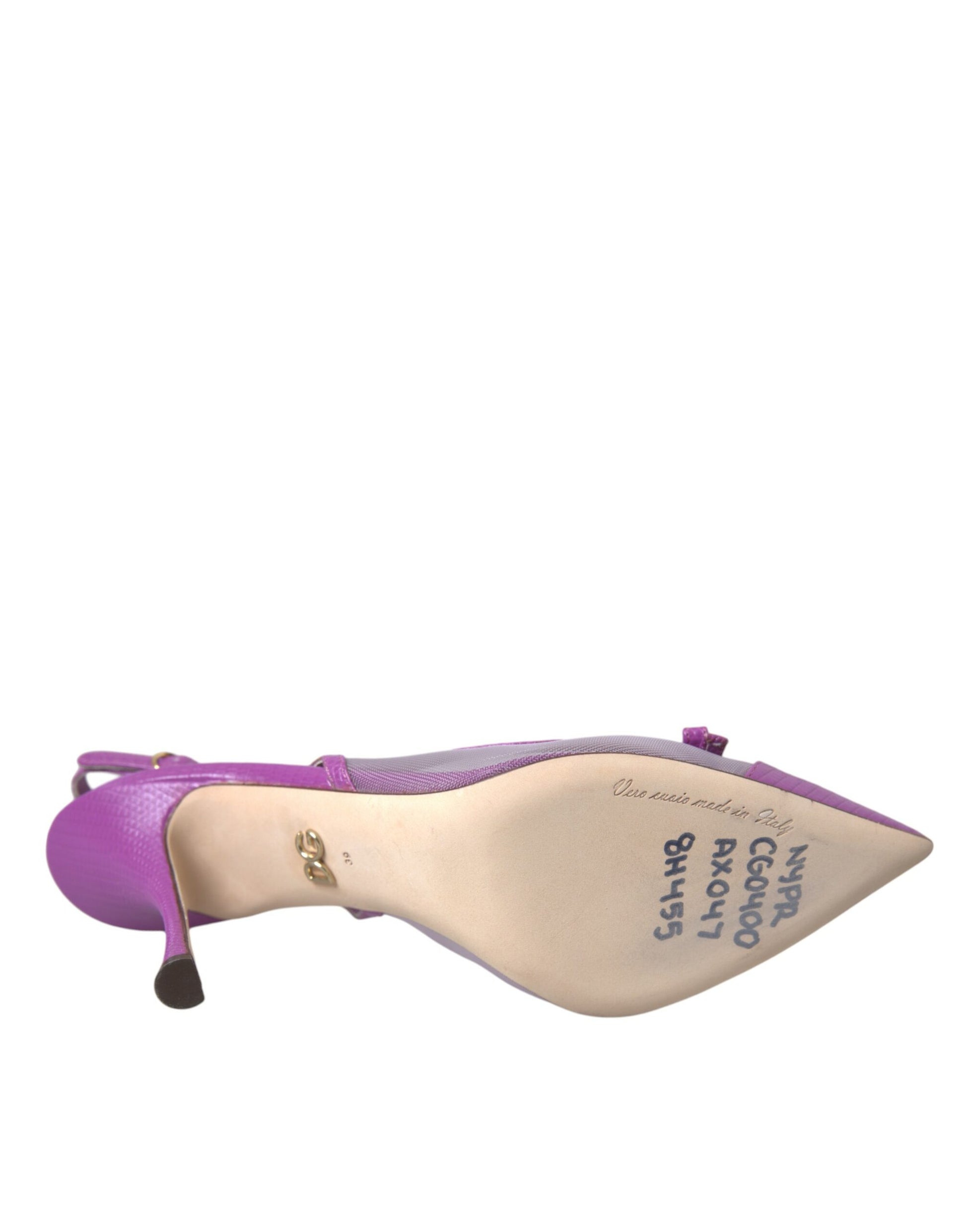 Lila Leder Mesh High Heels Slingback Schuhe