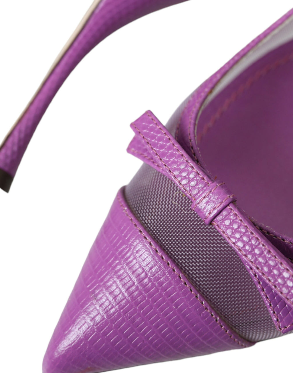 Lila Leder Mesh High Heels Slingback Schuhe