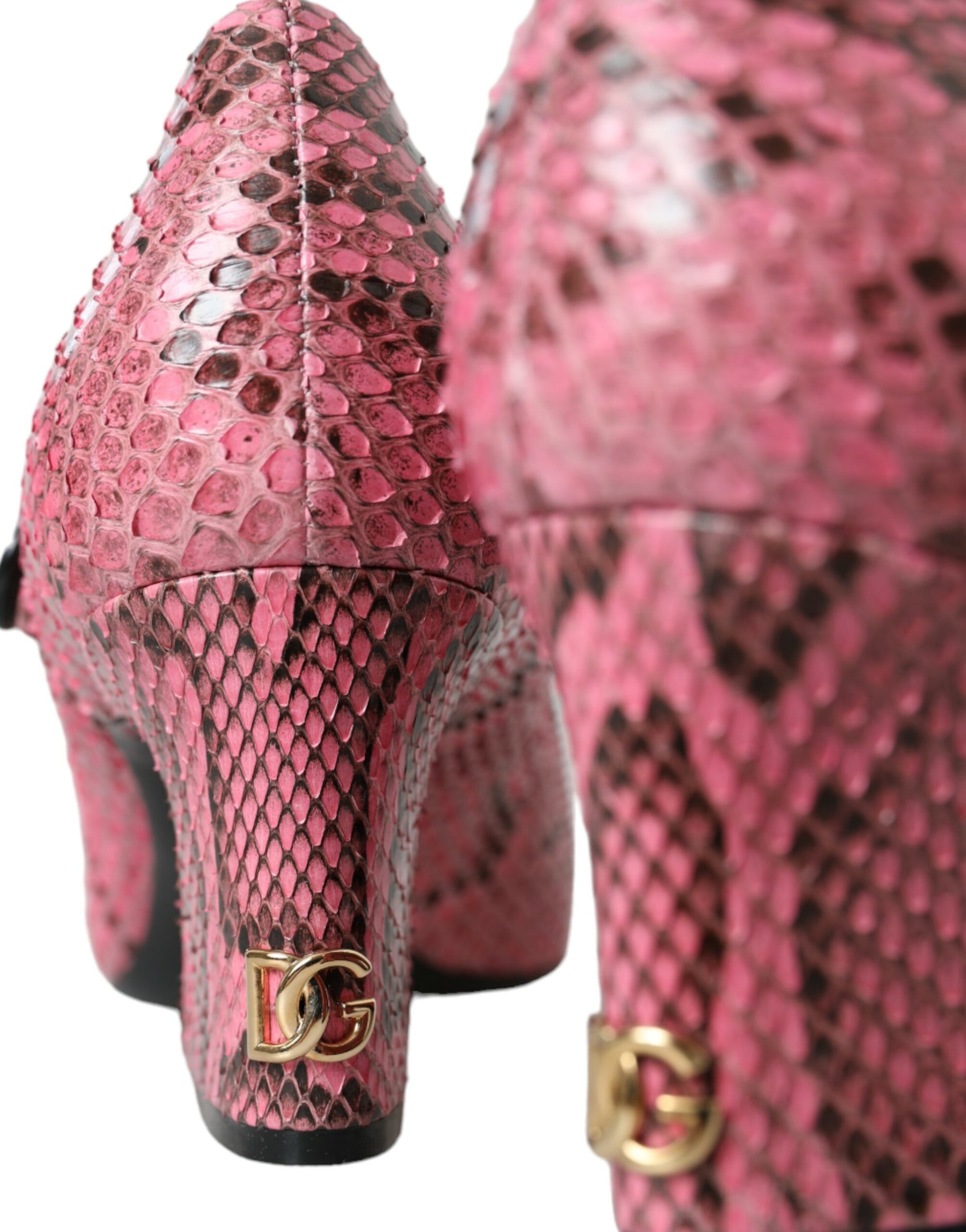 Rosa Mary Jane Heels aus Pythonleder
