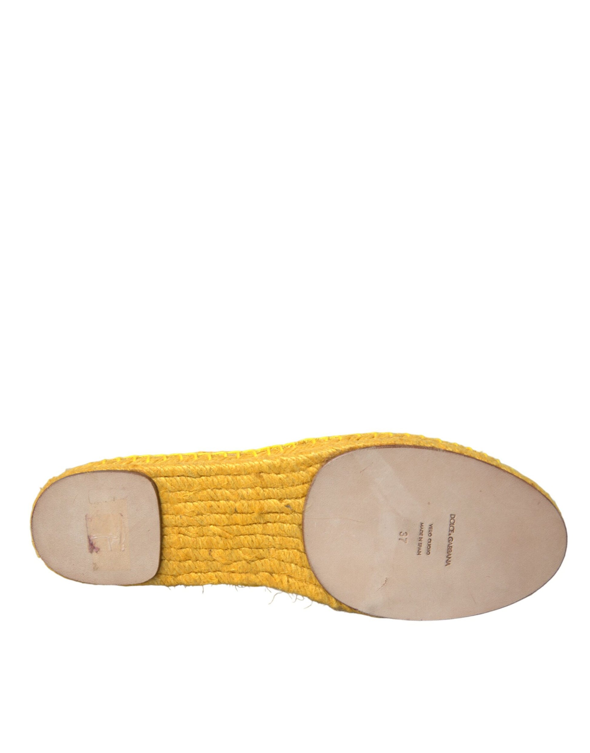 Gelbe Taormina Lace Espadrille Loafers Flats Schuhe