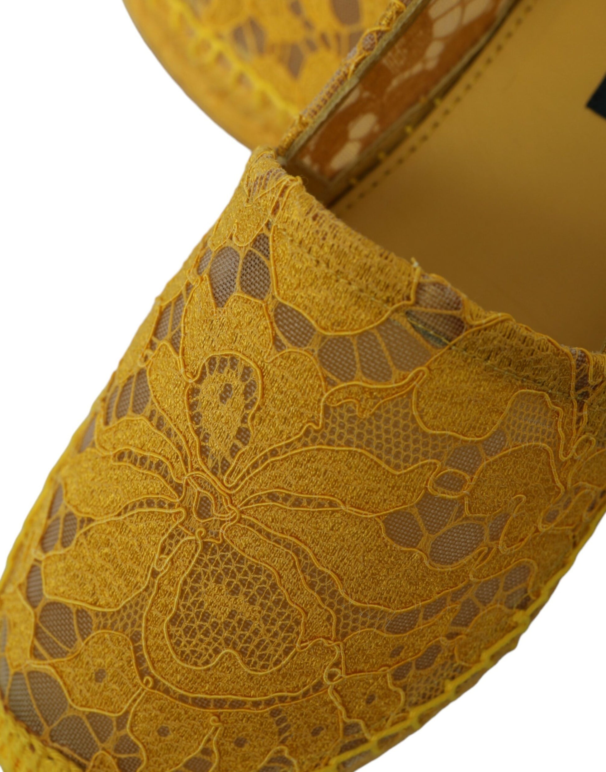 Gelbe Taormina Lace Espadrille Loafers Flats Schuhe
