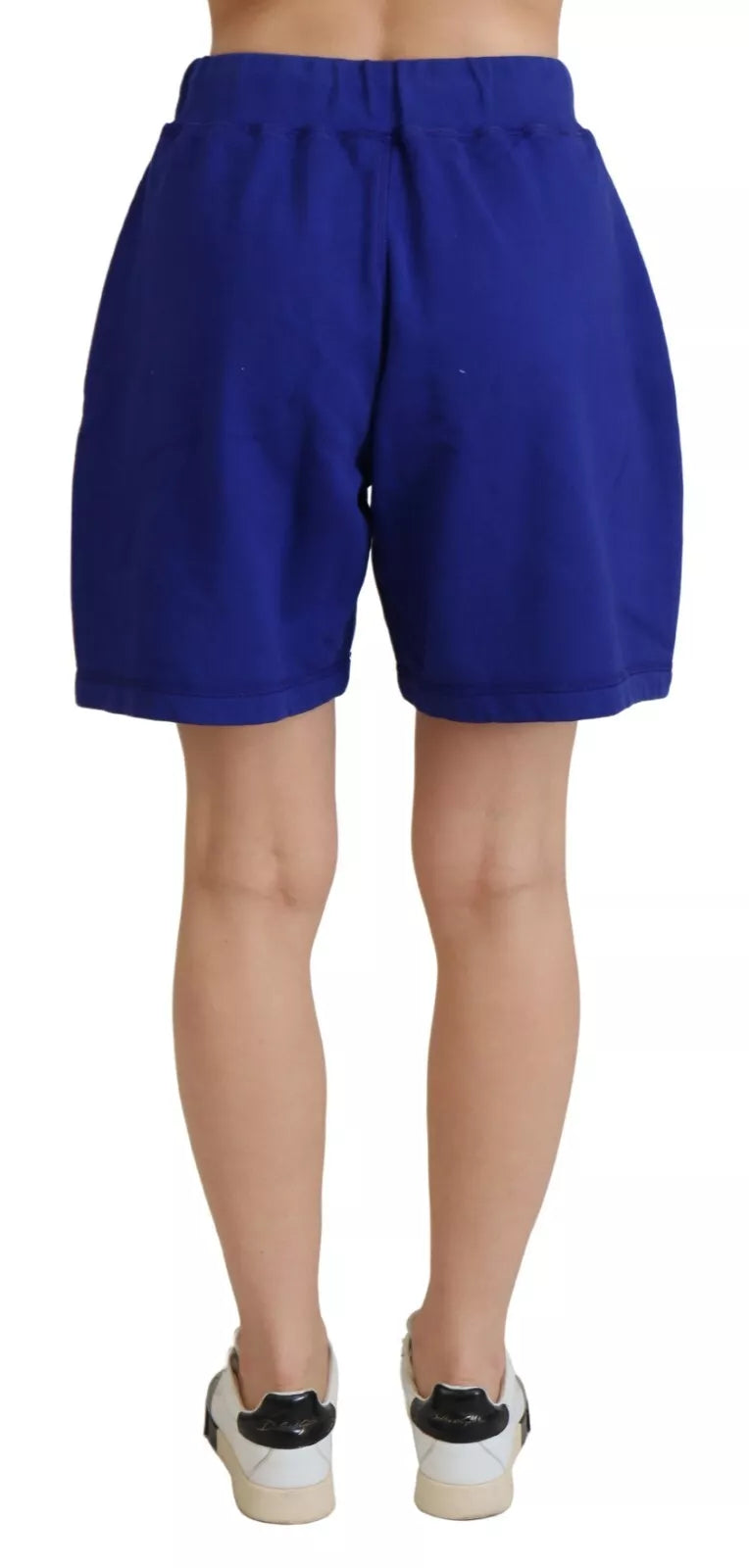 Blaue Sweatshorts aus Baumwolle mit hohem Bund und Logo