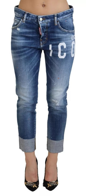 Blue Icon – Kurze Cool Girl-Jeans aus Denim mit niedriger Taille