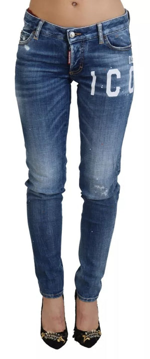 Blaue Icon Skinny Jennifer Denim-Jeans mit niedriger Taille